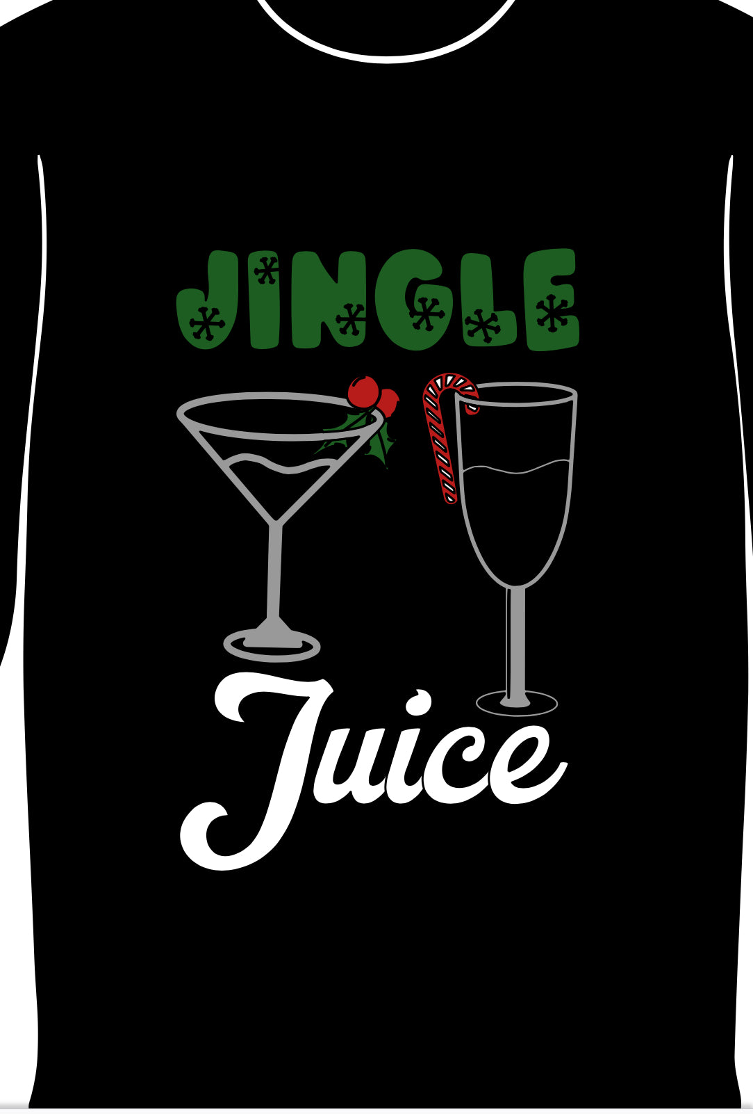 A glass of holiday spirit adult crew neck
