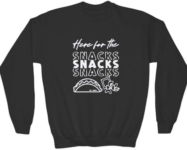 Here for the snacks youth crew neck