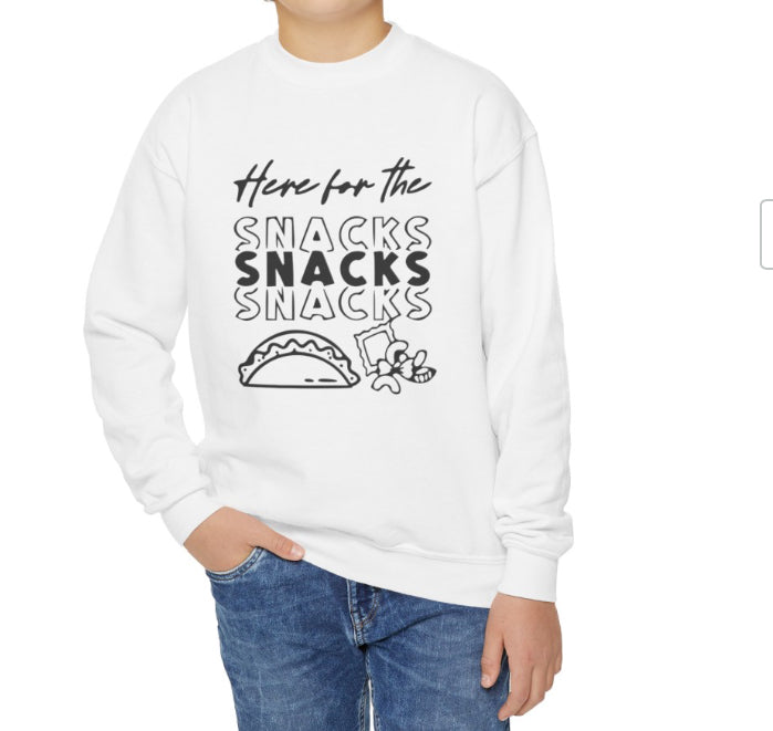 Here for the snacks youth crew neck