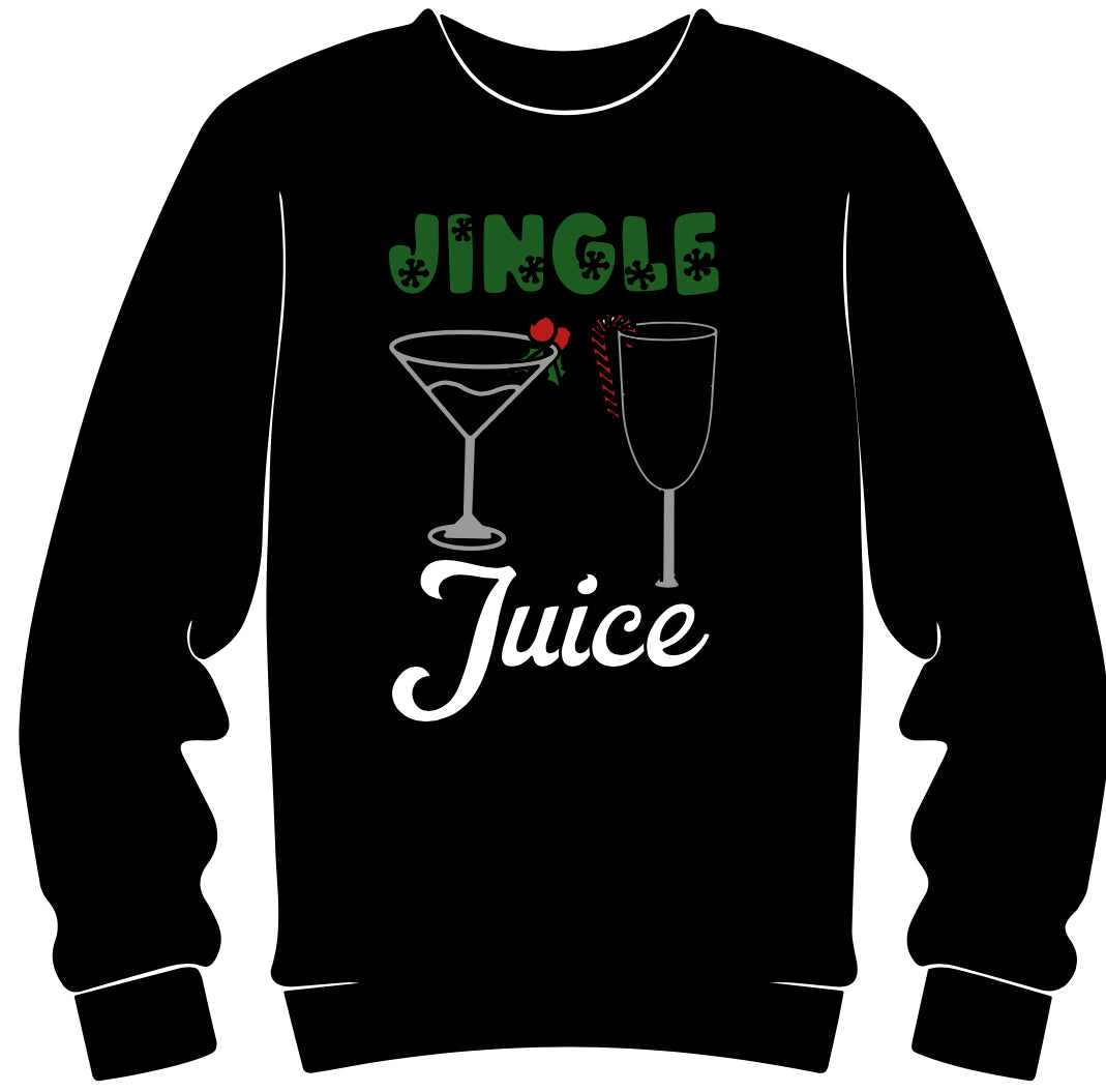 A glass of holiday spirit adult crew neck