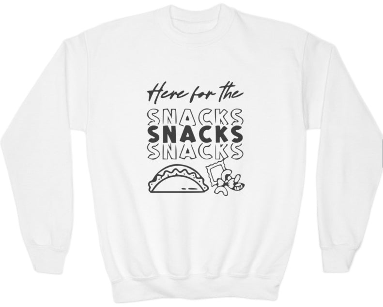 Here for the snacks youth crew neck