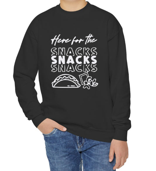 Here for the snacks youth crew neck