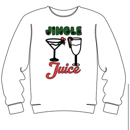 A glass of holiday spirit adult crew neck