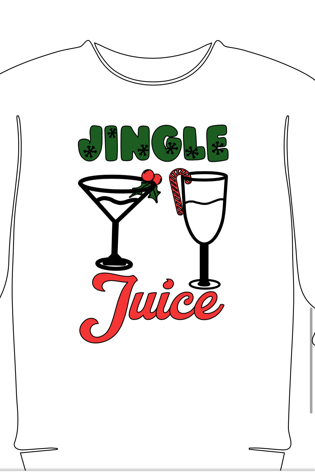 A glass of holiday spirit adult crew neck