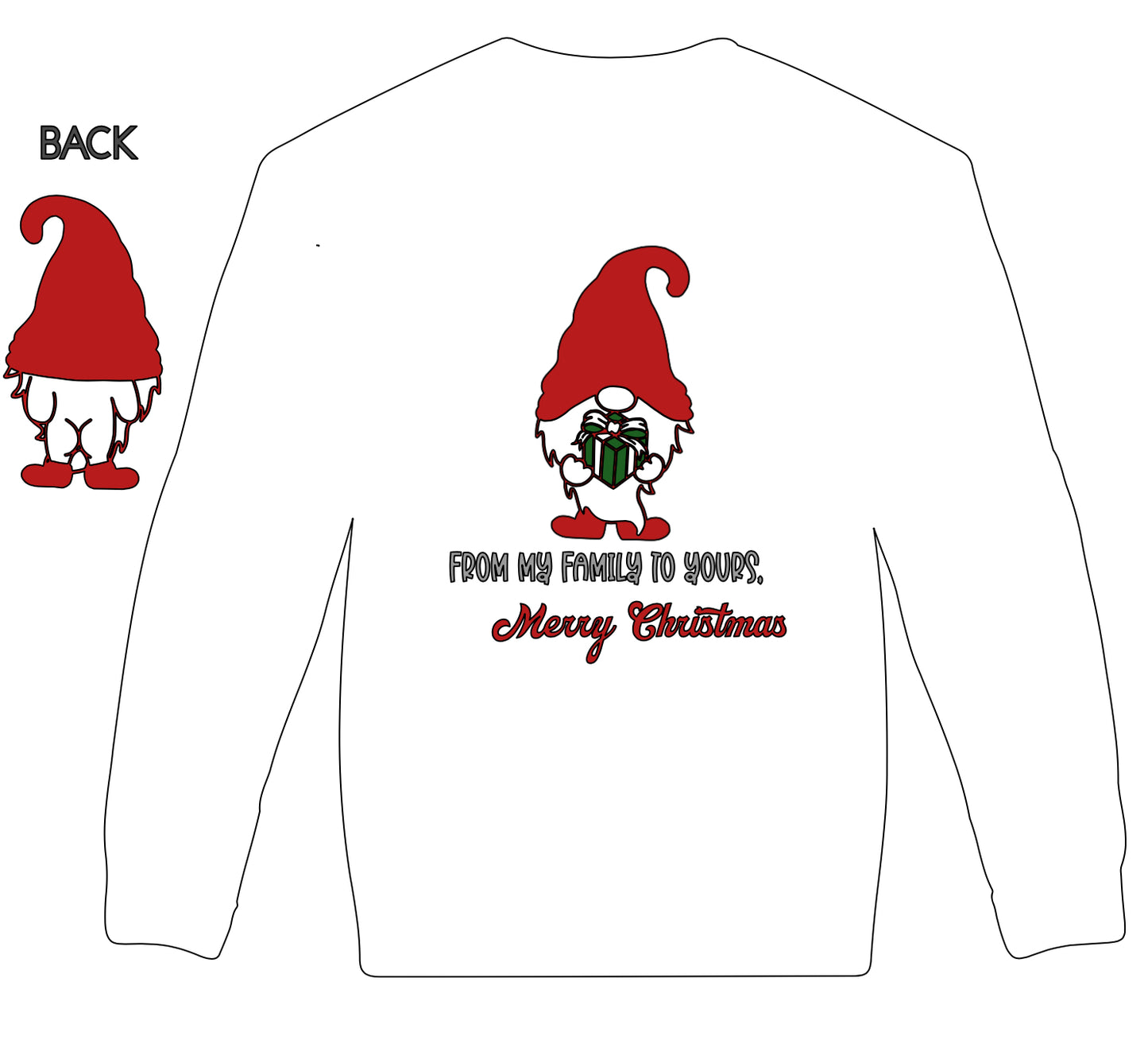 Naughty gnome present adult long sleeve